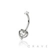 316L SURGICAL STEEL TOP CZ WITH CZ HEART EYEBROW (CURVED BARBELL)